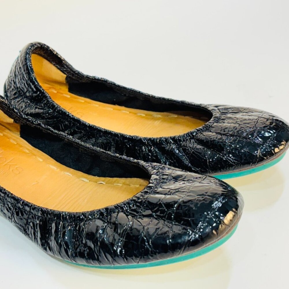 Tieks By Gavrieli Obsidian Black Patent Ballet Flats Women's Size 7